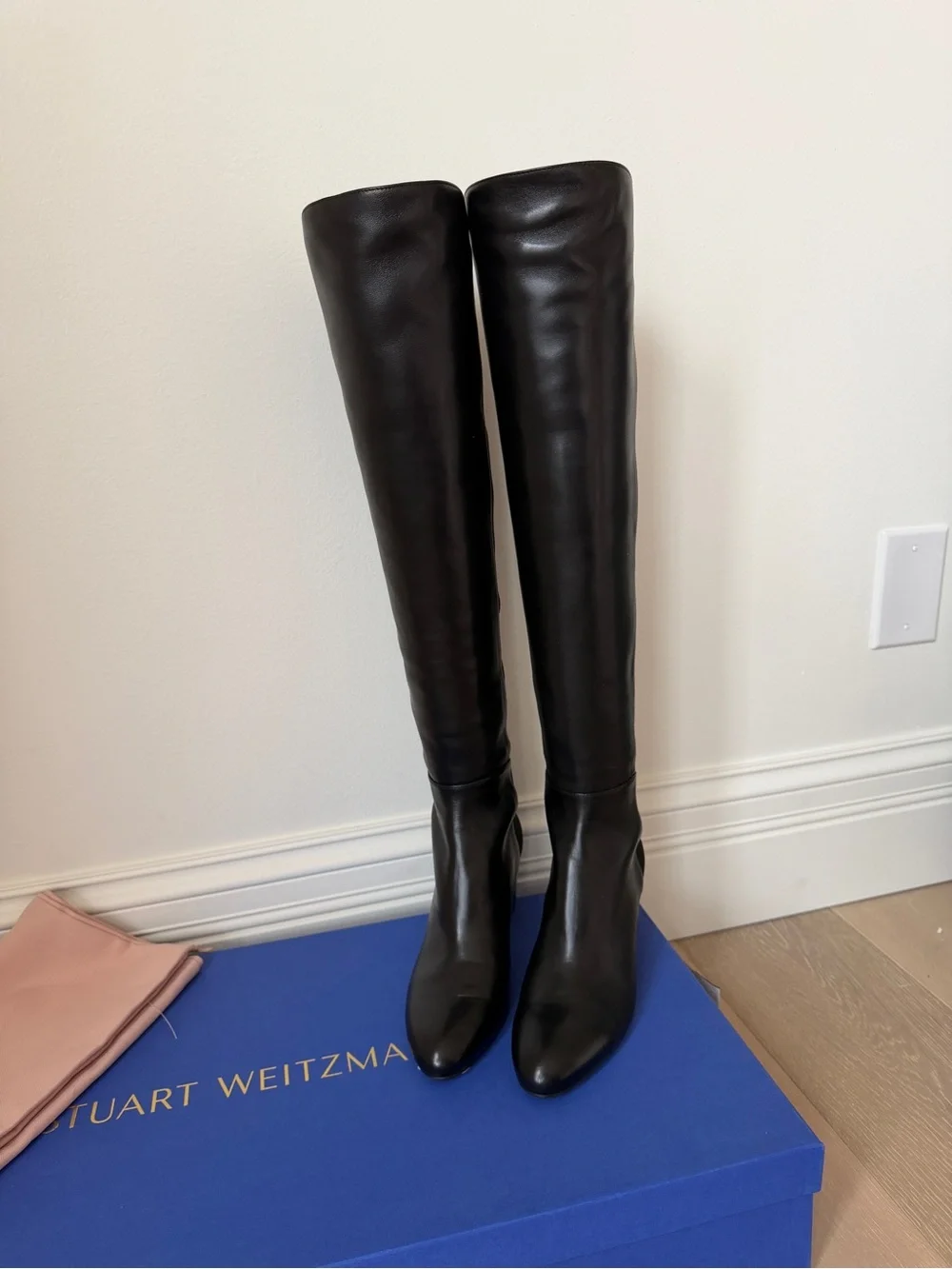 Stuart Weitzman Tall Black Leather Over-the-Knee Boots